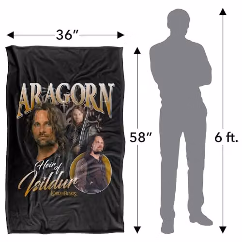 Warner Bros. Lord Of The Rings Aragorn Bootleg Super Soft Fleece Throw Blanket, Multicolour, W/D/H: 91 x 147 cm – 4