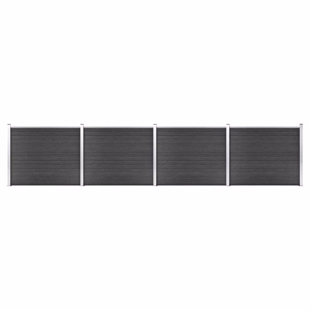 Berkfield Home WPC Fence Panel Set in Grey, W: 699 cm, H: 146 cm – 2