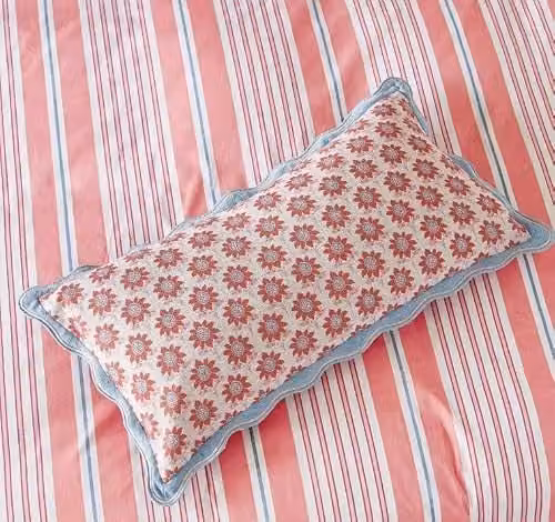 Joules Siesta Red Striped Rectangular Cotton Fibre Filled Cushion W: 60 cm, H: 30 cm – 5