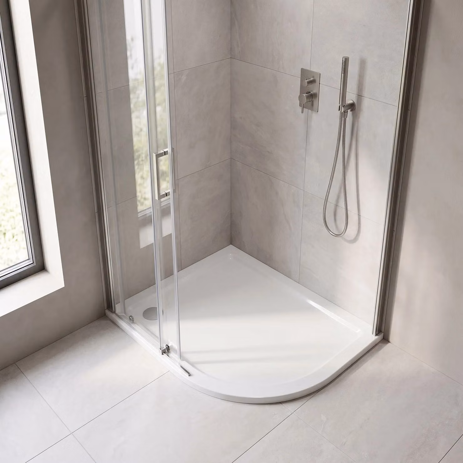 Balterley Premium Right Hand Offset Quadrant Corner Shower Tray in White W/D: 100 x 80 cm – 2
