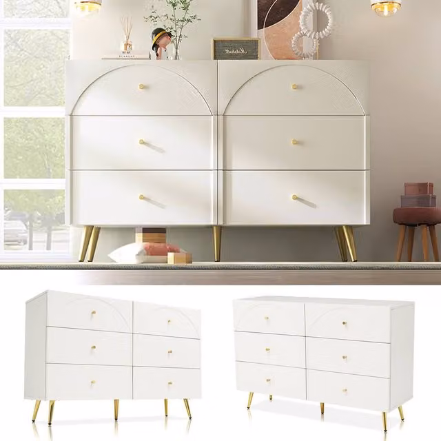 Rolipo Modern 6 Drawer Sideboard Chest in White