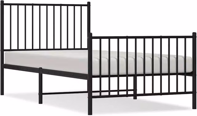 Berkfield Home Metal Bed Frame with Headboard and Footboard, Black, W/D/H: 90 x 190 cm