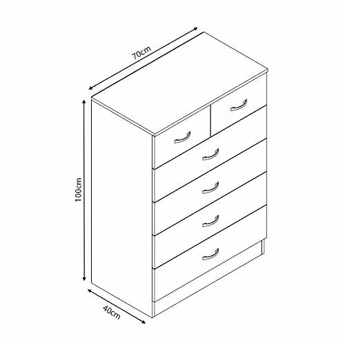 FWStyle Chilton 6 Drawer Chest of Drawers Black Gloss W/D/H: 100 x 70 x 40 cm – 3