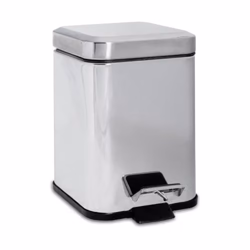 Harbour Housewares 3L Square Stainless Steel Pedal Bin in Silver with Removable Inner Bucket