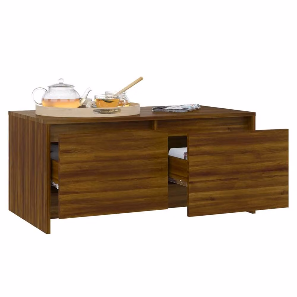 Berkfield Home Modern Rectangular Coffee Table in Brown Oak, W/D/H: 90 x 50 x 41.5 cm – 2
