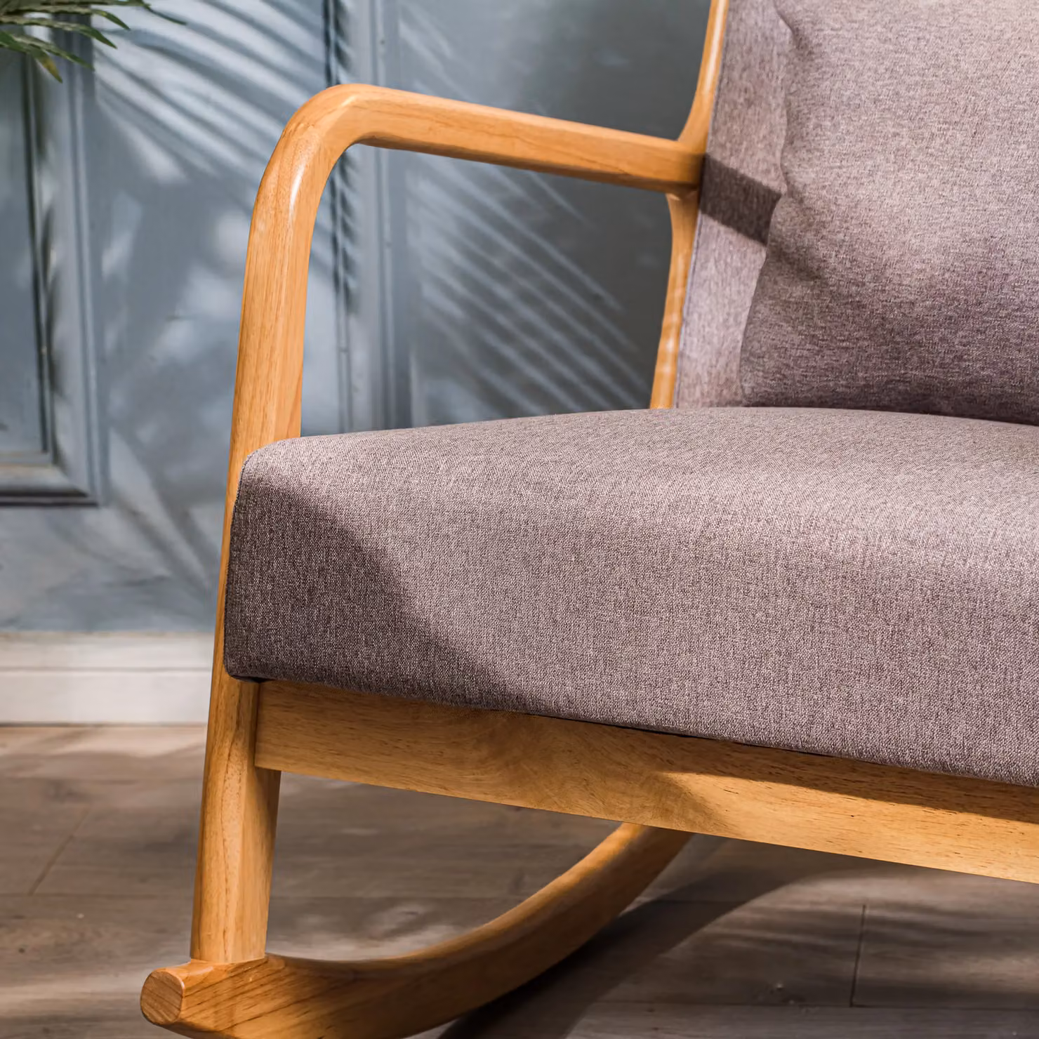 Nordlys Scandinavian Fabric Rocking Chair with Armrests in Grey – 4