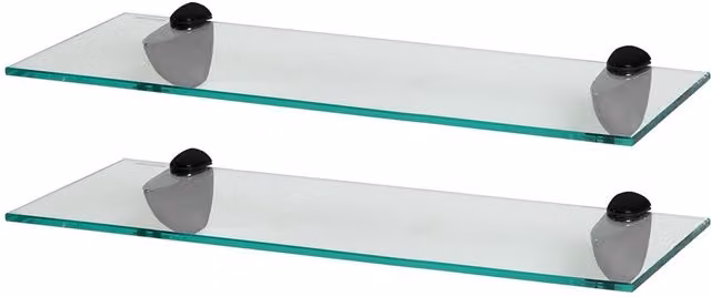 Harbour Housewares Black Floating Glass Wall Mounted Shelf, Width: 50 cm