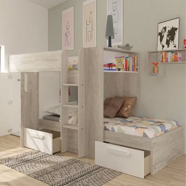 Barca Bunk Two-Level Childrens Bunk Bed in White Engineered Wood