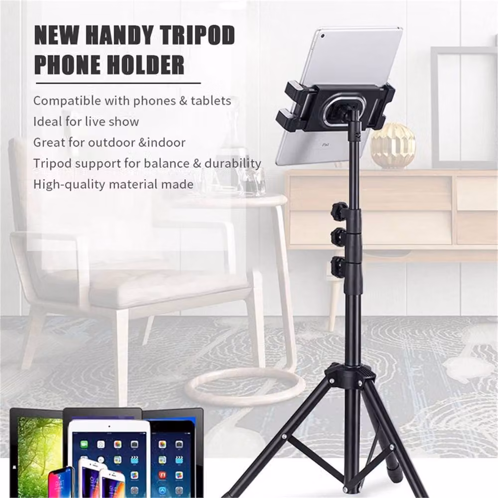 Nordara Adjustable Universal Foldable Tripod Tablet Stand for iPad, Black – 2