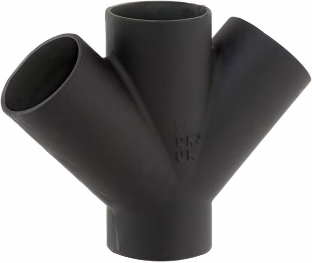 Hargreaves Mech 416 Black Cast Iron Soil Double Branch 45 Degree 100mm
