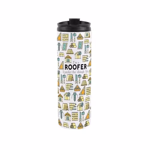 Purely Home Roofer Novelty Travel Mug, Multicoloured Stainless Steel Vacuum-Sealed Flask, 500ml