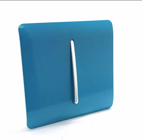 Trendi 1 Gang 2 Way 10 Amp Rocker Light Switch, Chrome and Ocean Blue – 2