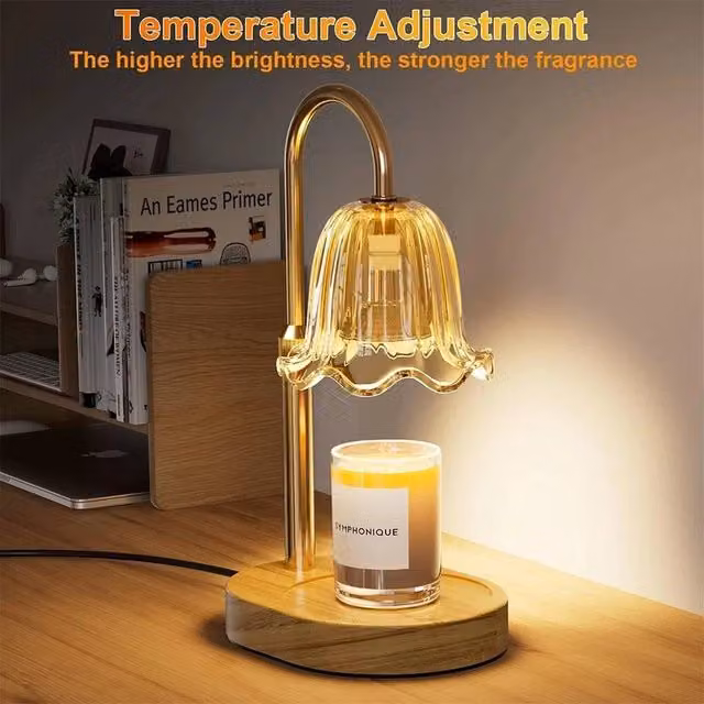 Kelvenix Dimmable Tabletop Candle Warmer Lamp with Timer in Gold/Brass