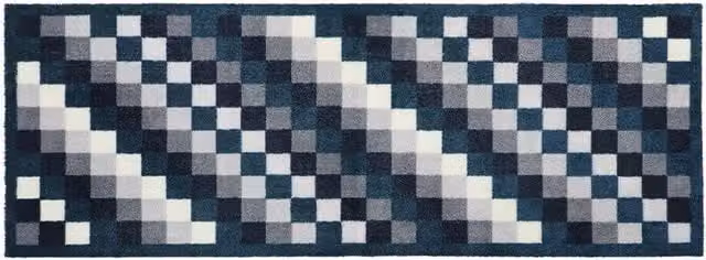 JVL Mega Machine Washable Runner Doormat, Pixels, Blue, W: 57 cm, L: 150 cm