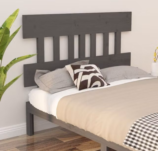 Berkfield Home Grey Rustic Solid Pine Wood Bed Headboard W: 138.5 cm, D: 3 cm, H: 81 cm – 1
