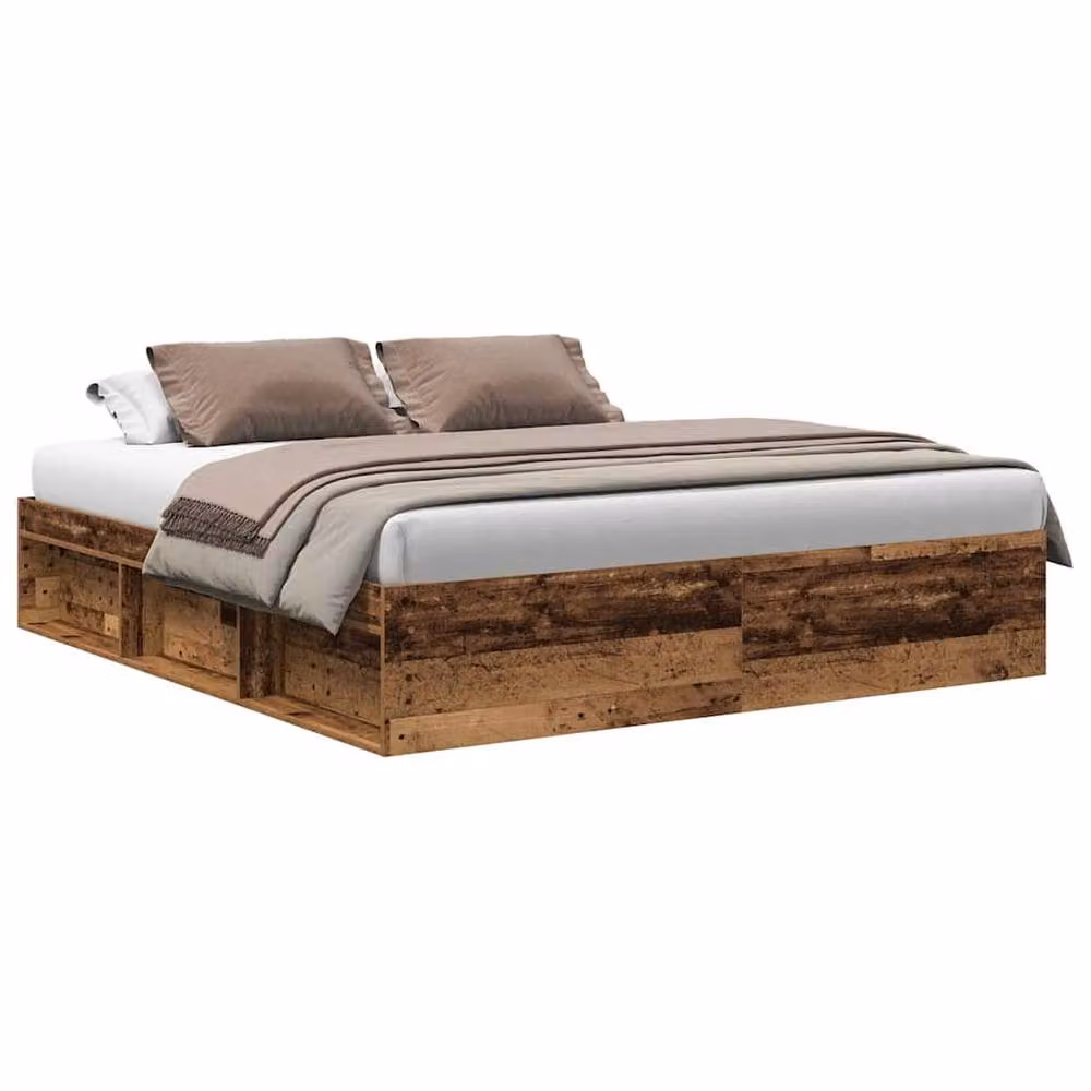 Berkfield Home Durable Rustic Bed Frame in Brown, W/D/H: 200 x 35 x 203 cm – 2