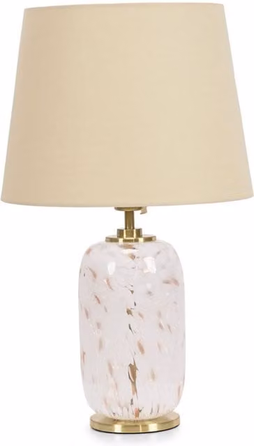 ValueLights India White Confetti Glass Table Lamp with Fabric Tapered Shade