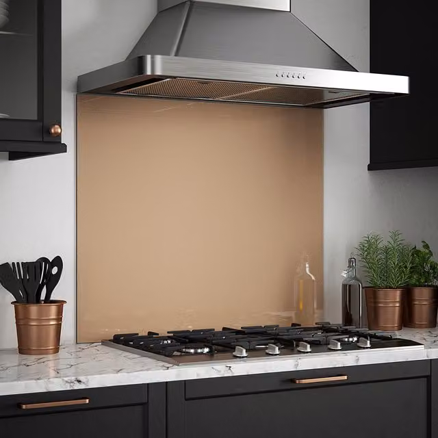 Generic Glossy Glass Kitchen Splashback in Rose Gold and Yellow, W: 90 cm, H: 75 cm