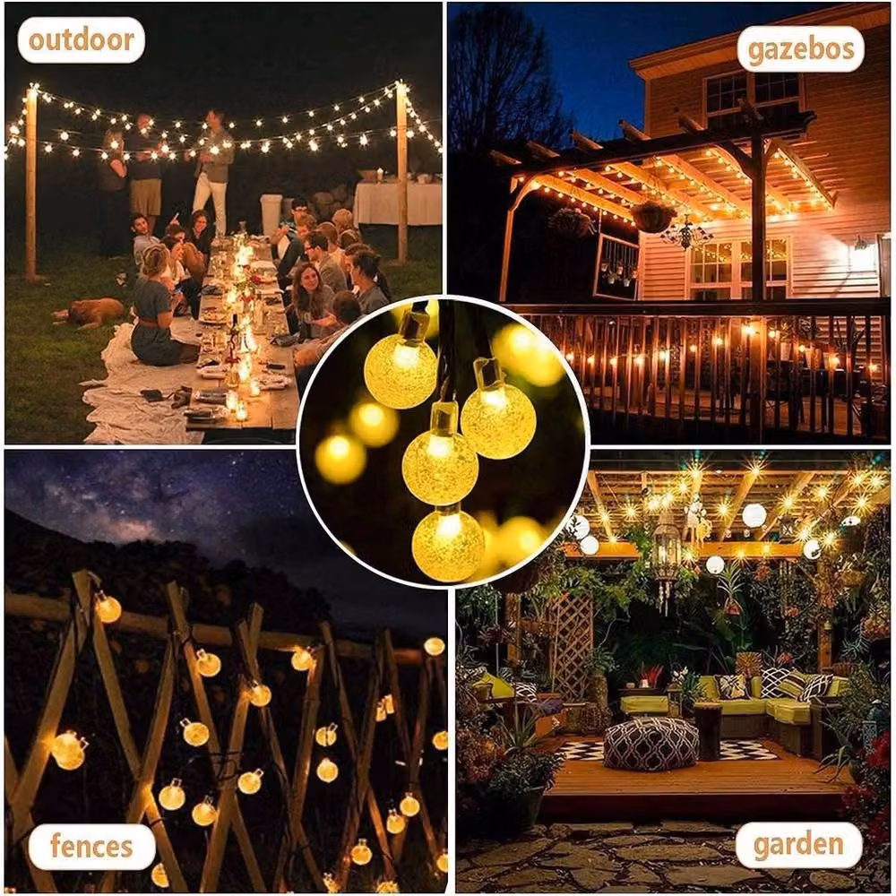 FLAVORA Solar LED String Lights with 60 Warm White Globe Bulbs for Parties – 2