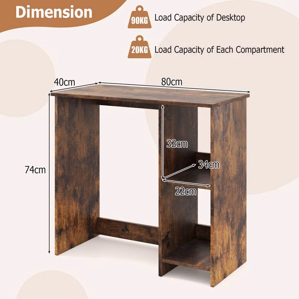 Costway Industrial Computer Desk in Brown for Home Office and Study – 3
