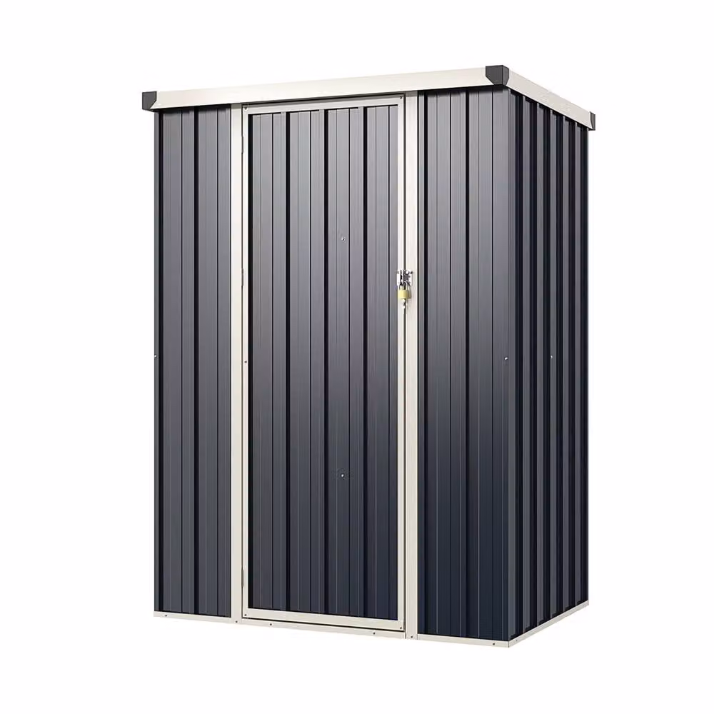 Costway Grey Galvanised Steel Garden Storage Shed with Lockable Door – 8