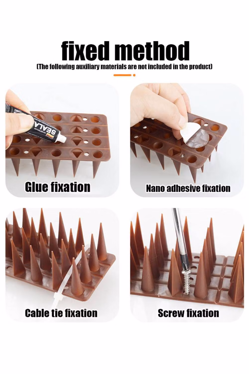 KDMD 9-Piece Brown Weatherproof Garden Pest Deterrent Fence Wall Spike Set covering 4.4m – 2