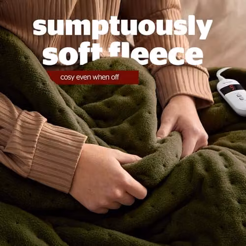 Silentnight Comfort Control Luxury Fleece Electric Heated Throw Blanket in Olive Green, W/D/H: 120 x 160 cm – 4