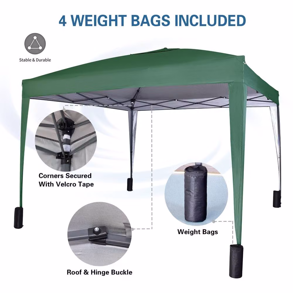 MCC Direct Green Pop Up Gazebo with Removable Sides and Storage Bag, W/D/H: 300 x 300 x 255 cm – 3