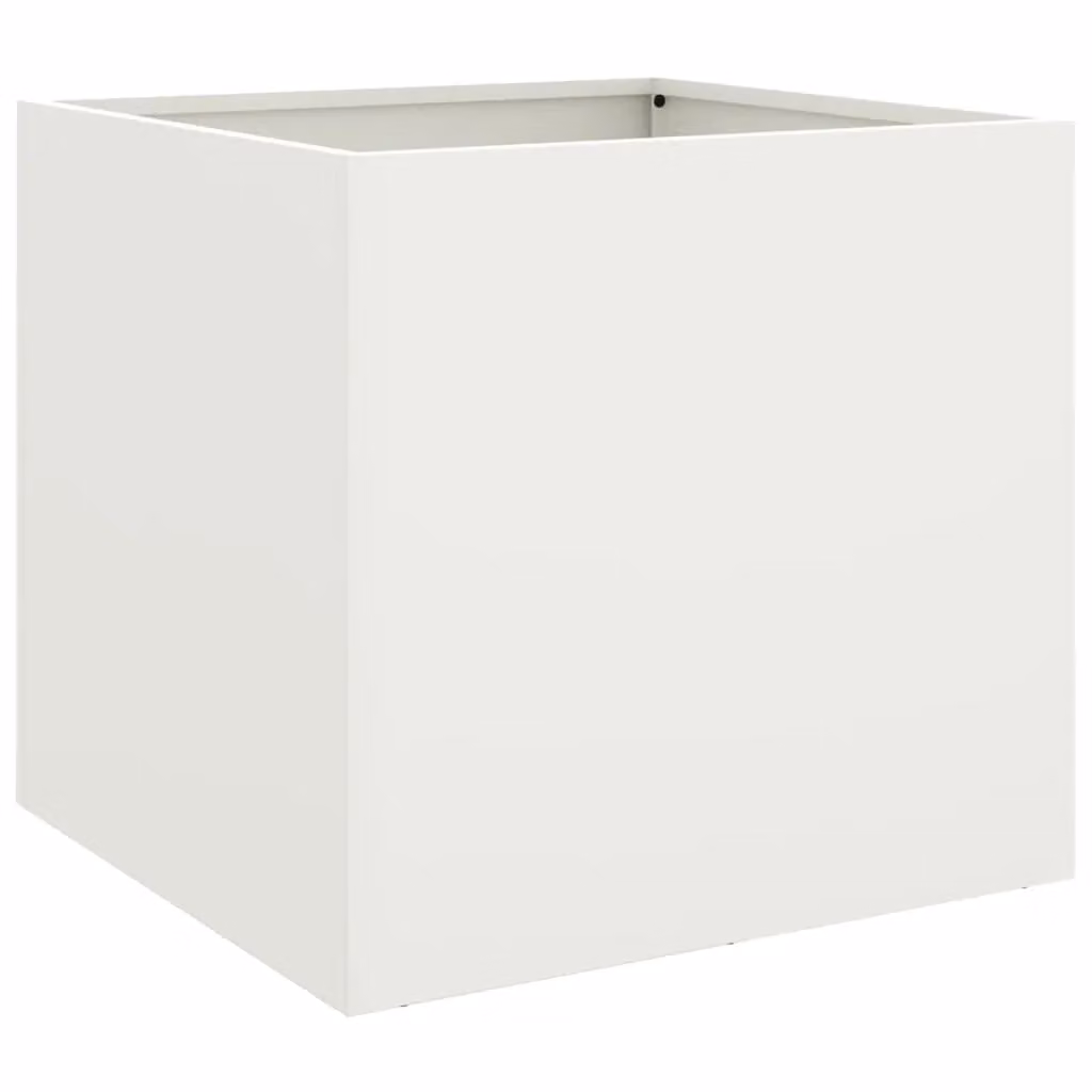 Berkfield Home Steel Planter Tub, White, W: 42 cm, D: 40 cm, H: 39 cm – 2