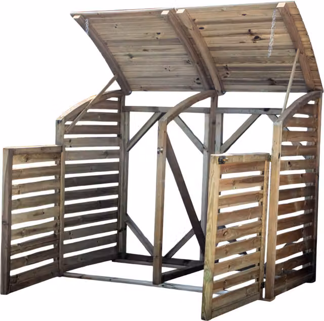Waltons Pressure Treated Double Wood Wheelie Bin Storage in Brown