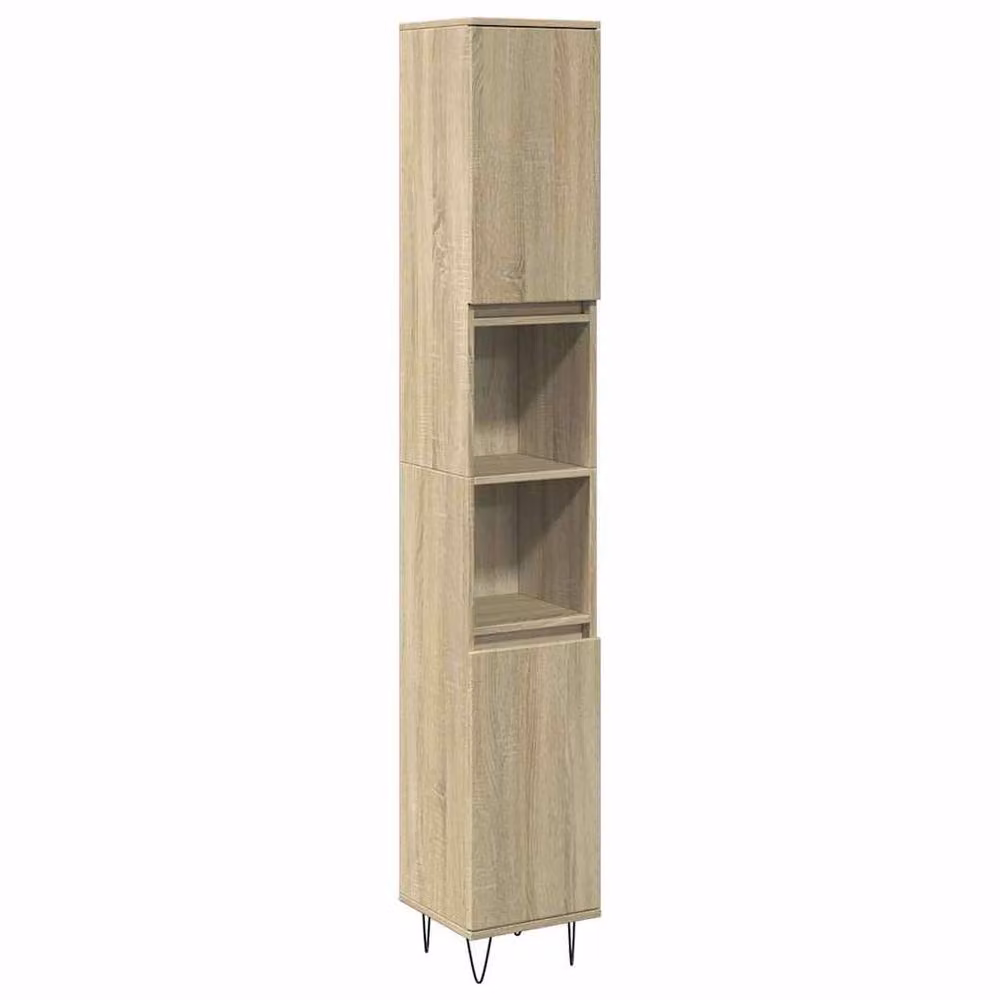 Berkfield Home 3 Piece Industrial Bathroom Furniture Set in Sonoma Oak and Light Brown – 2