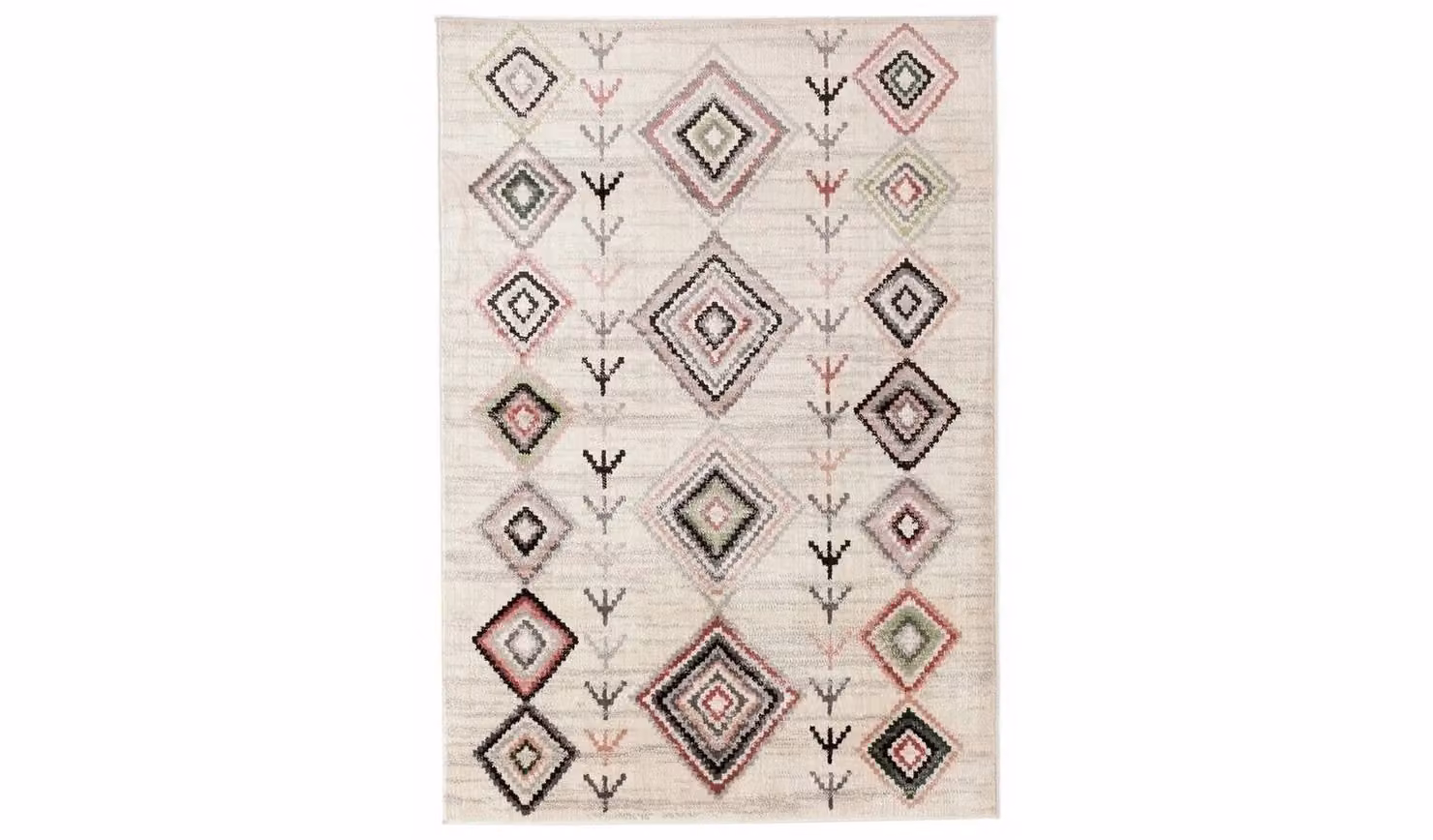 Blush Pink and Grey Abstract Modern Rectangular Cut Pile Rug, W: 120 cm x L: 170 cm