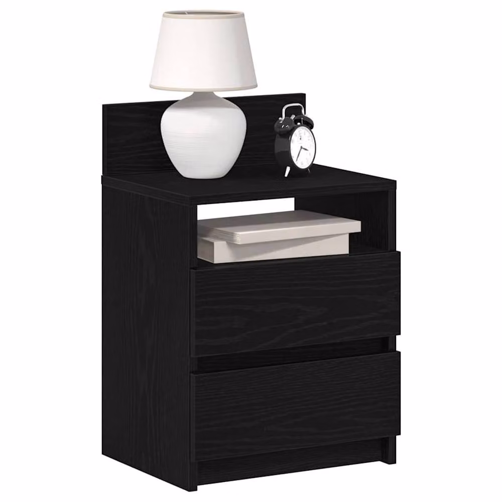 Berkfield Home Set of 2 Durable Bedside Cabinets with 2 Drawers, Black, W/D/H: 40 x 33 x 60 cm – 1