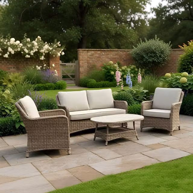 Bracken Outdoors Modern Rattan Lounge Set in Beige and Brown