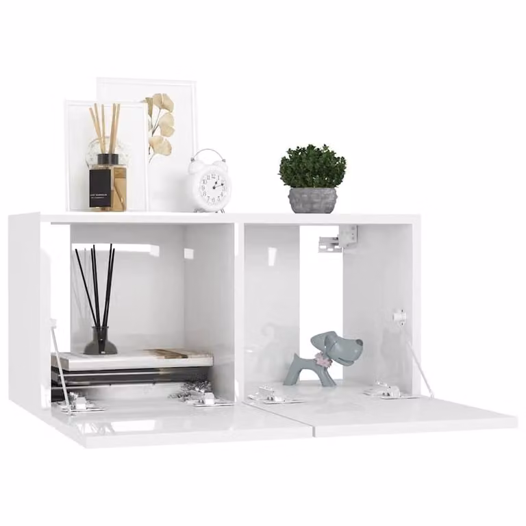 Berkfield Home 8 Piece Glossy White Modern TV Cabinet Set with Internal Shelves