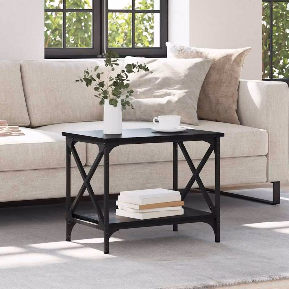 Berkfield Home Side Table with Shelf in Black Oak, W: 55 cm, D: 38 cm, H: 45 cm – 4