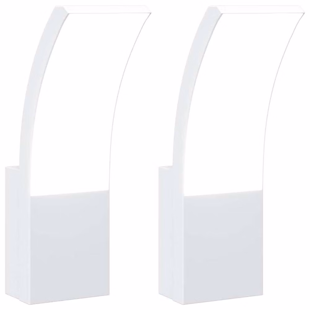 Berkfield Home Set of 2 White Modern LED Outdoor Wall Lights in Die-cast Aluminium – 2