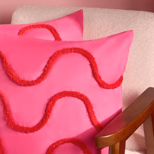 OHS Tufted Wave Decorative Square Cushion Covers Set of 2, Pink/Red, W/D/H: 45 x 45 x 45 cm – 3