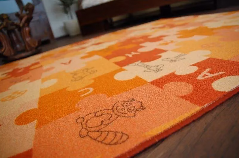 RugsX Puzzle Rectangular Rug in Orange, W: 150 cm, D: 100 cm, H: 7 cm – 4