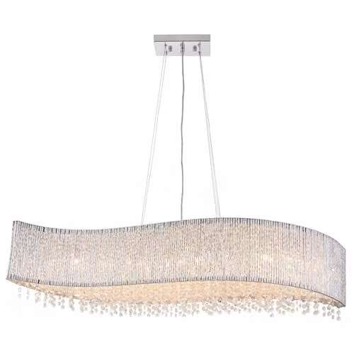 Endon Galina 8 Light Indoor Suspended Pendant Light in Chrome and Clear Crystal
