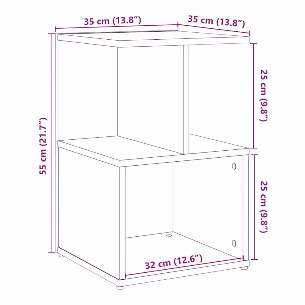 Berkfield Home Elegant Artisan Oak Bedside Cabinet in Brown, W/D/H: 35 x 35 x 55 cm – 5