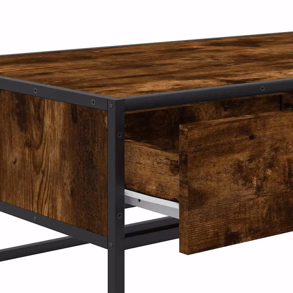 Berkfield Home Smoked Oak Coffee Table in Brown, W/D/H: 100 x 50 x 35 cm – 4