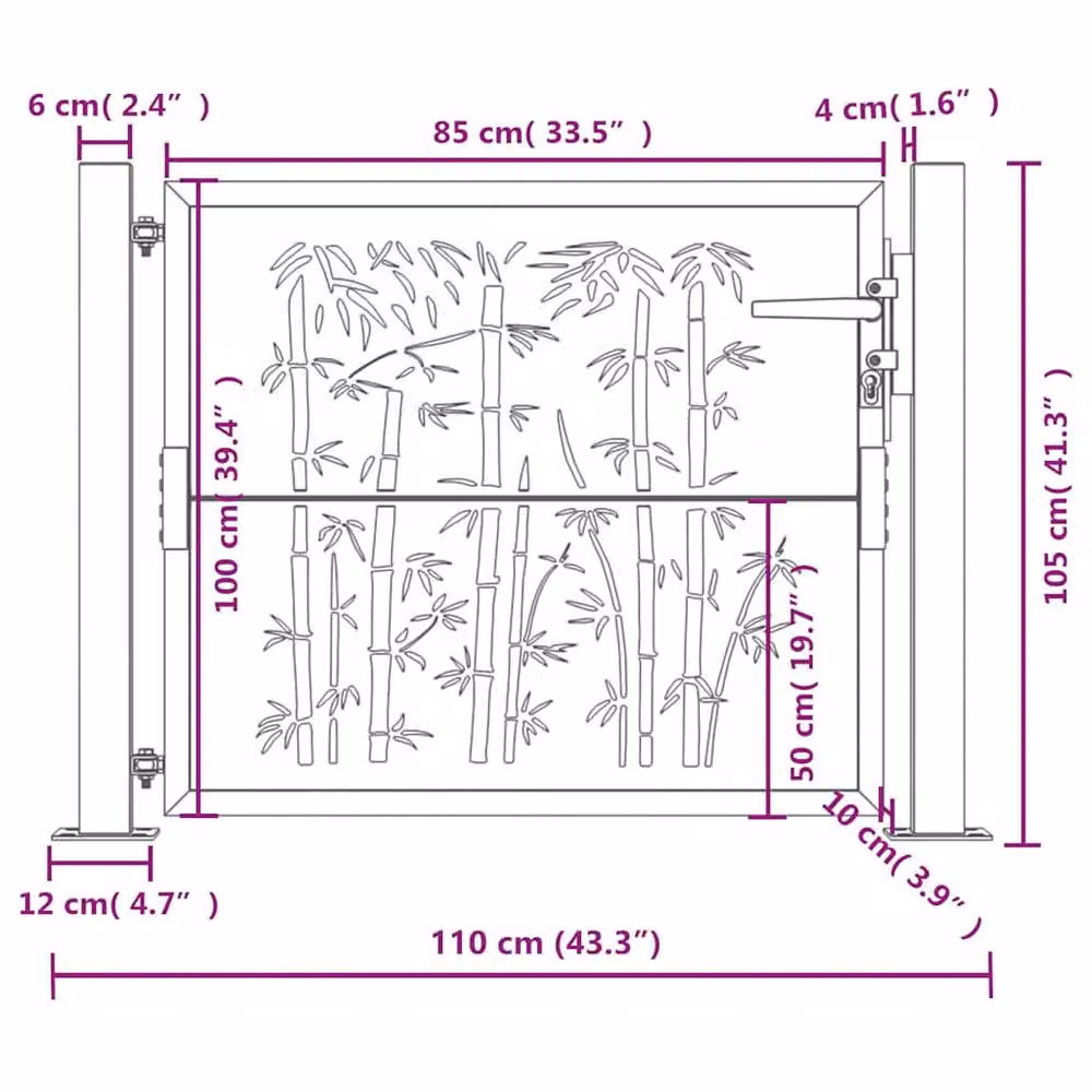 Berkfield Home Steel Garden Gate in Anthracite Grey, W/H: 105 x 105 cm – 7