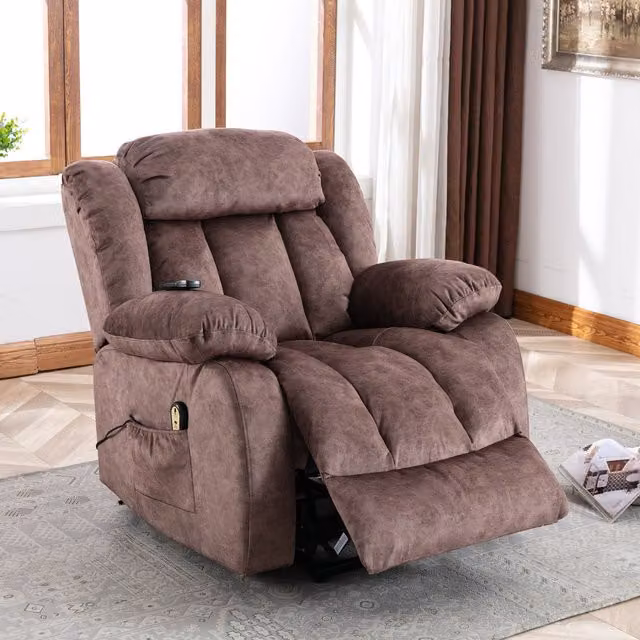 Aosom UK Brown Power Lift Recliner Massage Chair with Heat and Vibration, W/D/H: 96 x 95 x 100 cm – 1