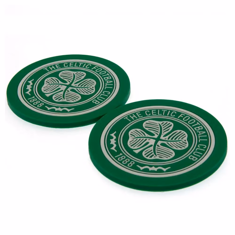 Celtic FC Crest Silicone Coaster Set, Pack of 2, Green, Round – 2