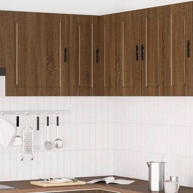 Berkfield Home Porto Wall Mounted Kitchen Corner Cabinet in Brown Oak Engineered Wood W/D/H: 57 x 60 x 57 cm