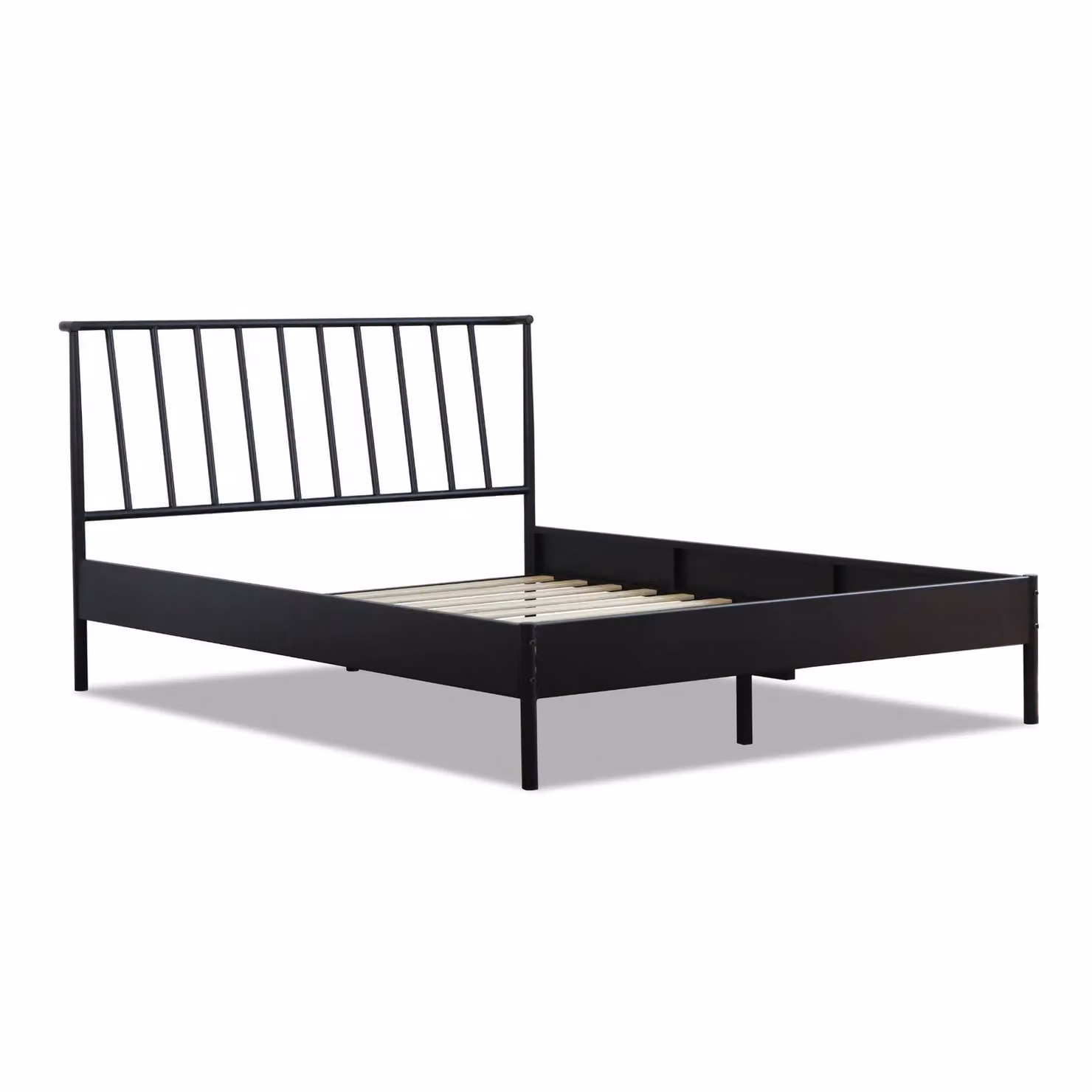Home Source Modern Metal Frame Bed and Hybrid Mattress in Black, Size: 180 x 200 cm – 2