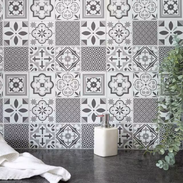d-c-fix Grey Self Adhesive Plastic Wall Tiles