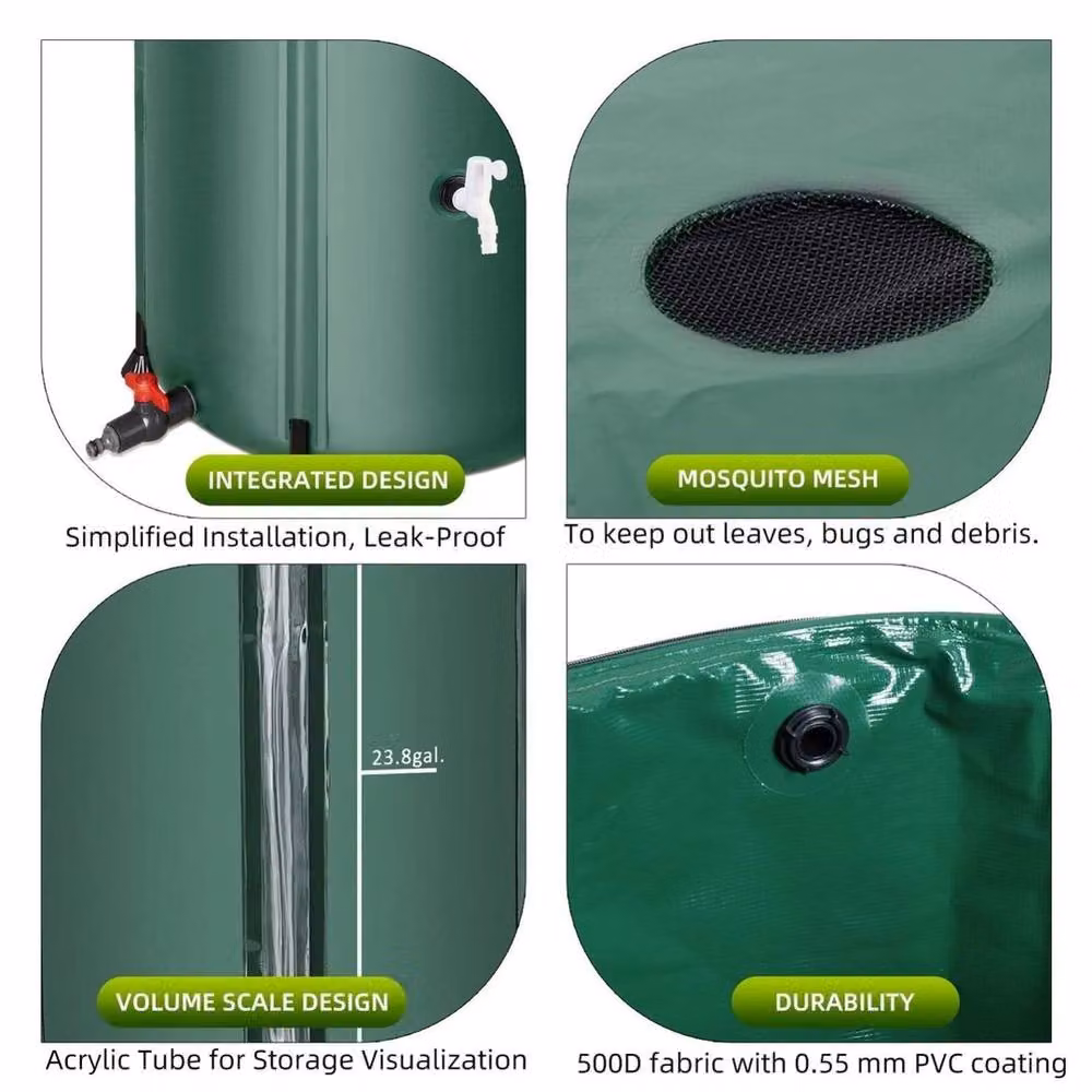 EONLION 250L Collapsible Rain Barrel Water Collection System in Green – 4