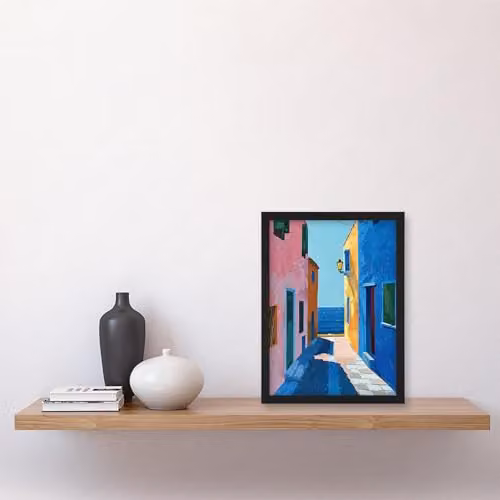 Artery8 Mediterranean Spanish Coastal Framed Wall Art Print, Multicolour, W: 21.0 cm, H: 29.7 cm – 4